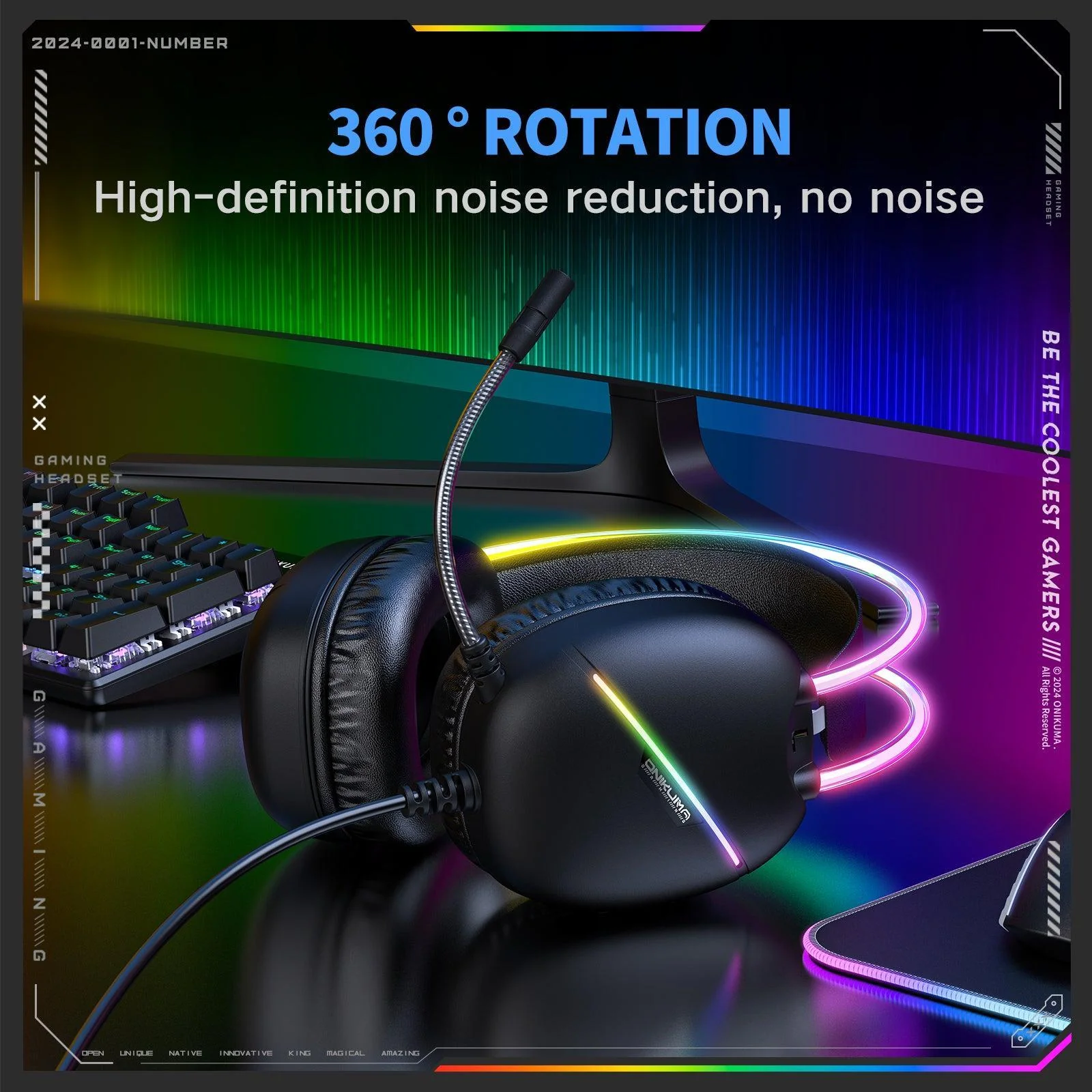 ONIKUMA X33 RGB Wired Gaming Headset - Black