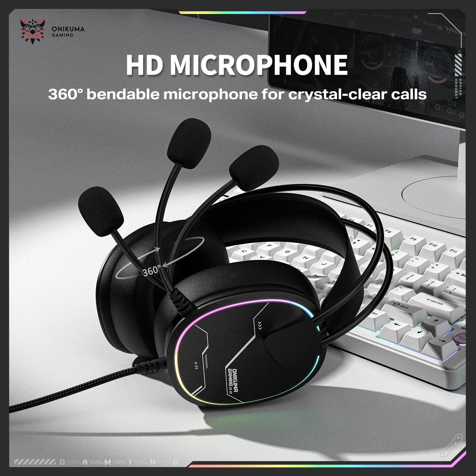 ONIKUMA X91 RGB Wired Gaming Headset - Black
