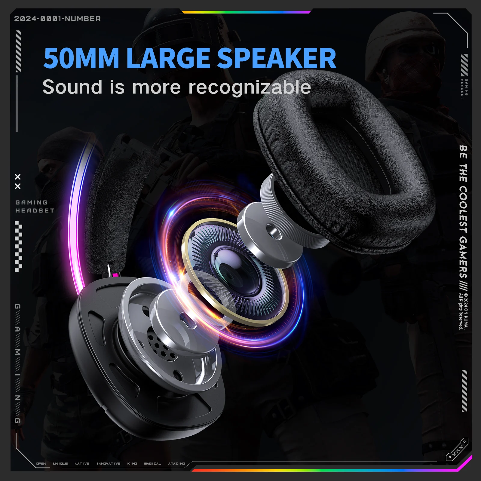 ONIKUMA X33 RGB Wired Gaming Headset - Black