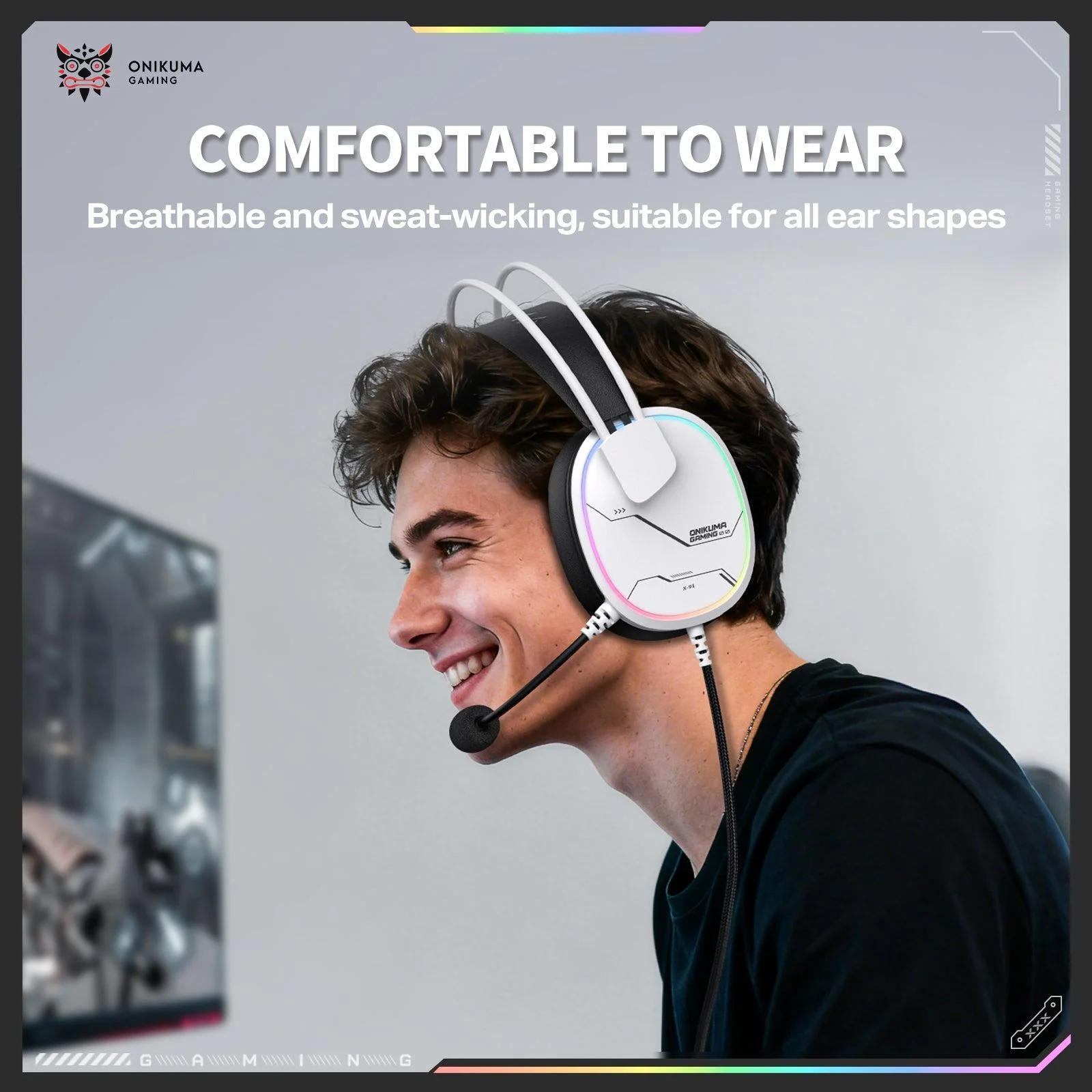 ONIKUMA X91 RGB Wired Gaming Headset - White