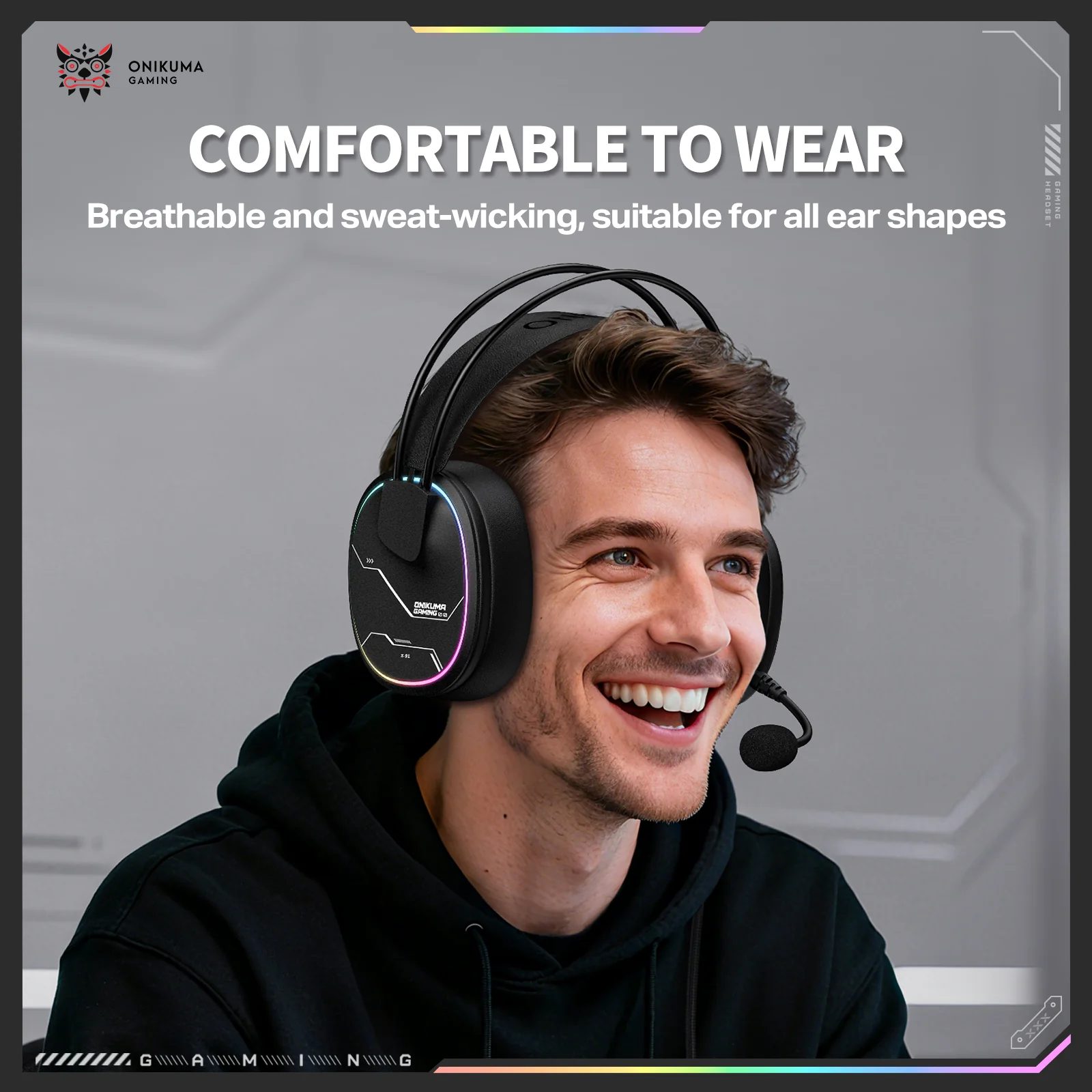 ONIKUMA X91 RGB Wired Gaming Headset - Black