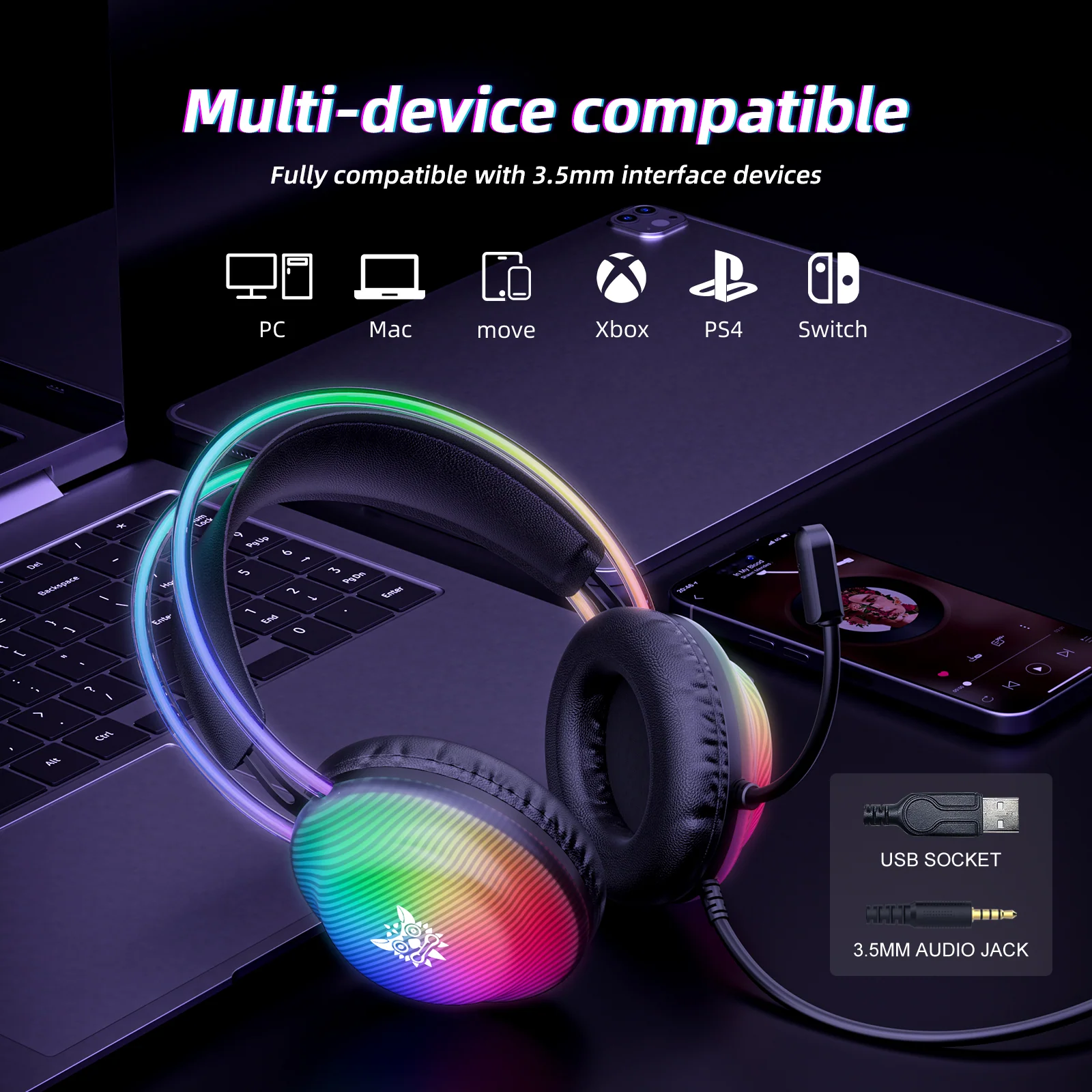 ONIKUMA X29 RGB Wired Gaming Headset - Black