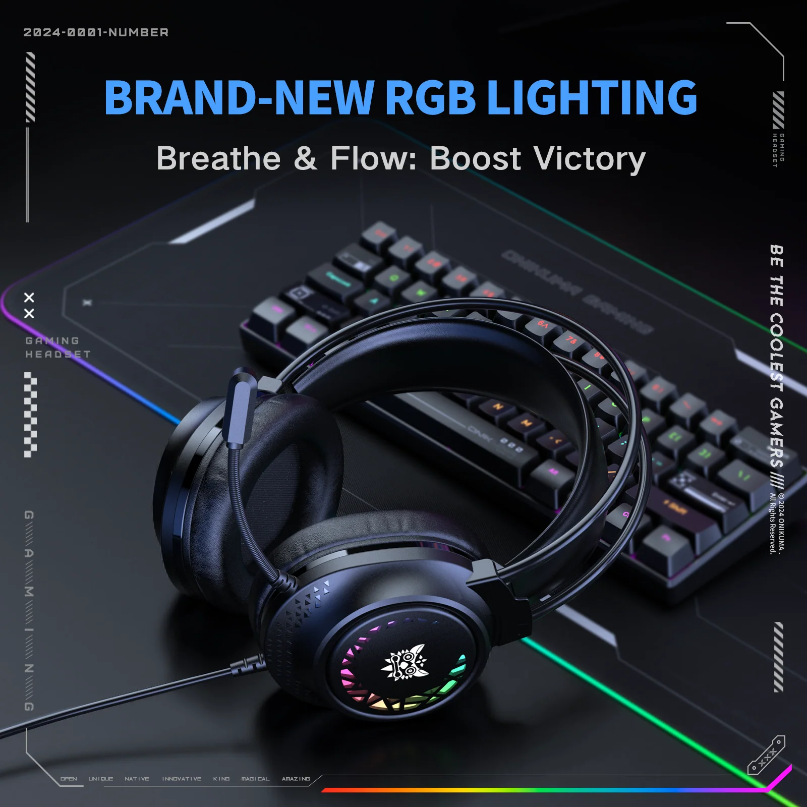 ONIKUMA X92 RGB Wired Gaming Headset - Black