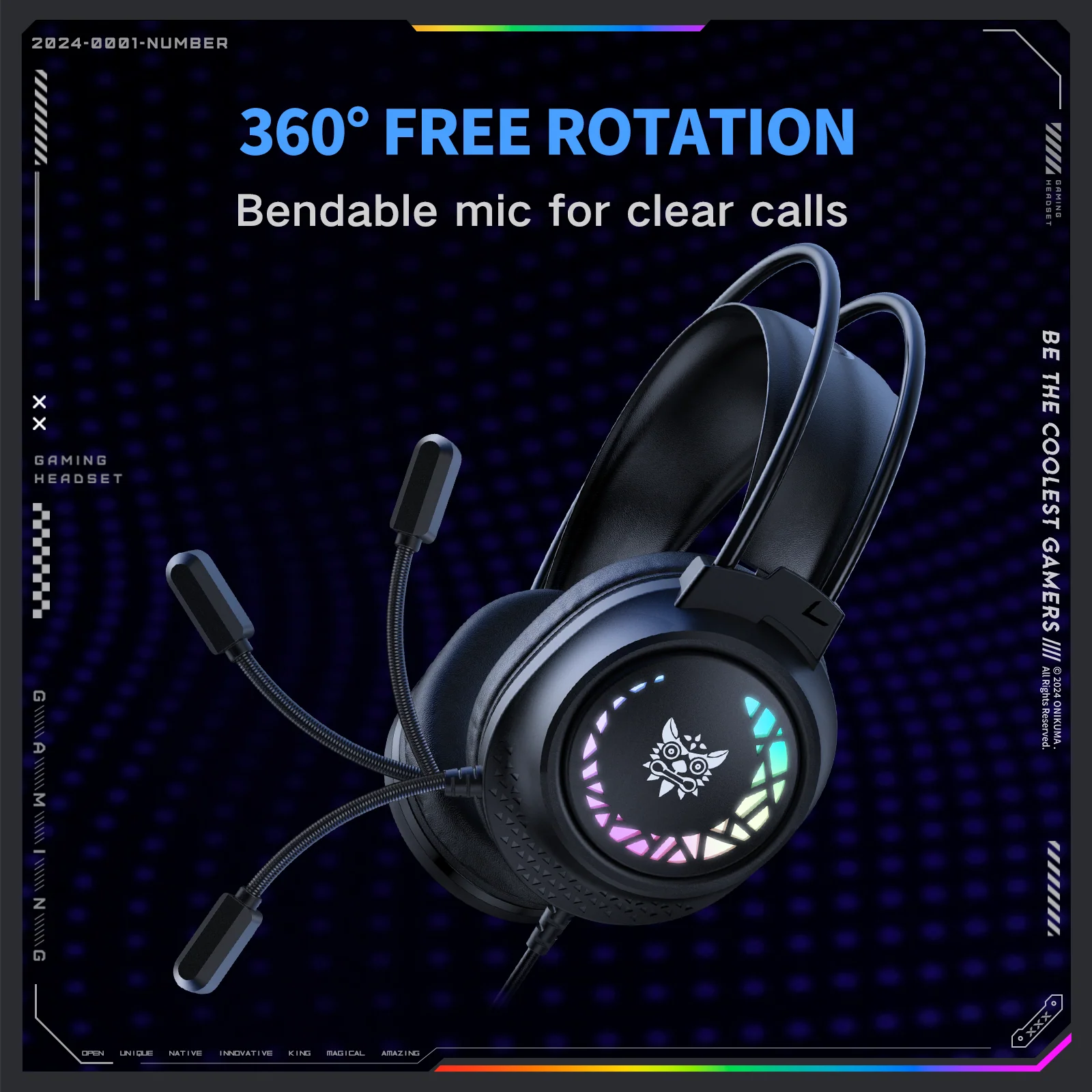 ONIKUMA X92 RGB Wired Gaming Headset - Black