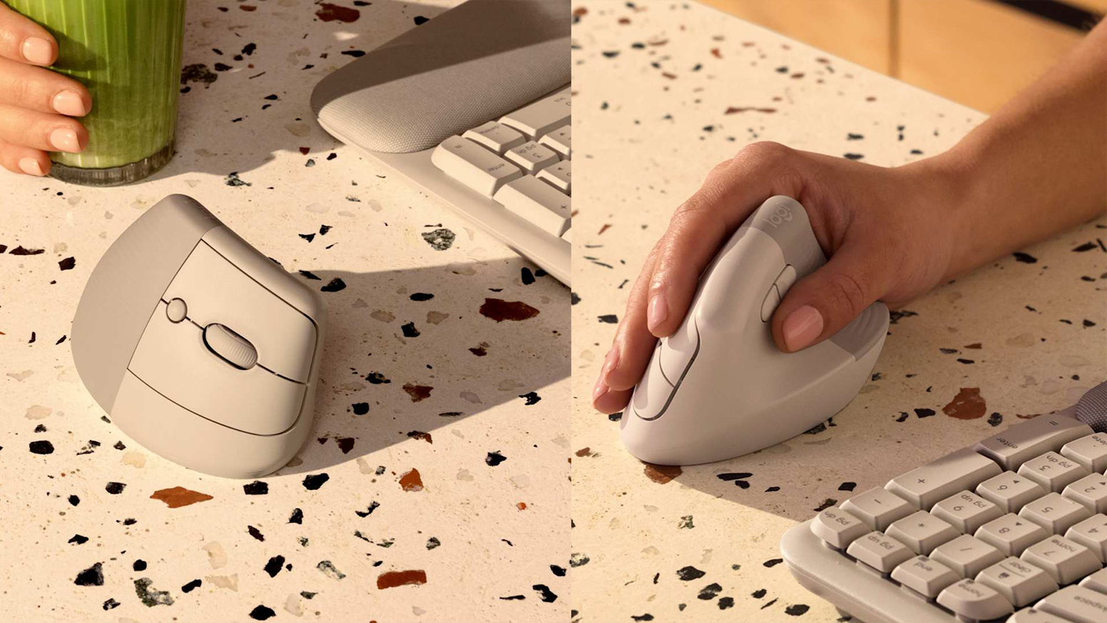 Logitech Lift Vertical Ergonomic Wireless Mouse - Sand