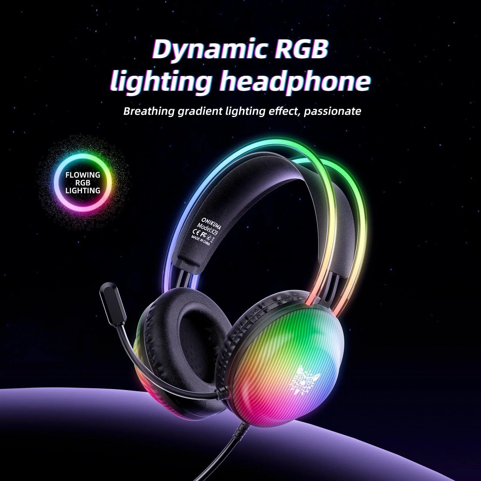 ONIKUMA X29 RGB Wired Gaming Headset - Black