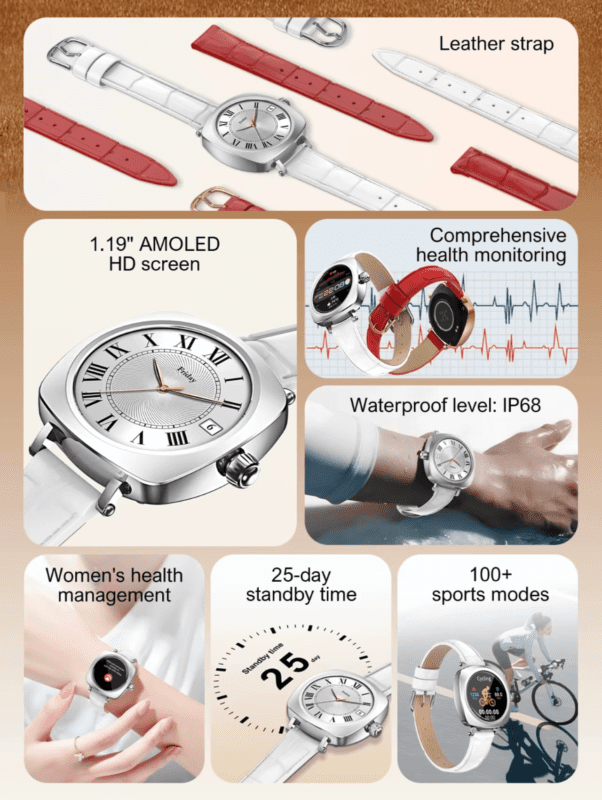 LDNIO SW03 Rose Gold Red Small Square Smartwatch