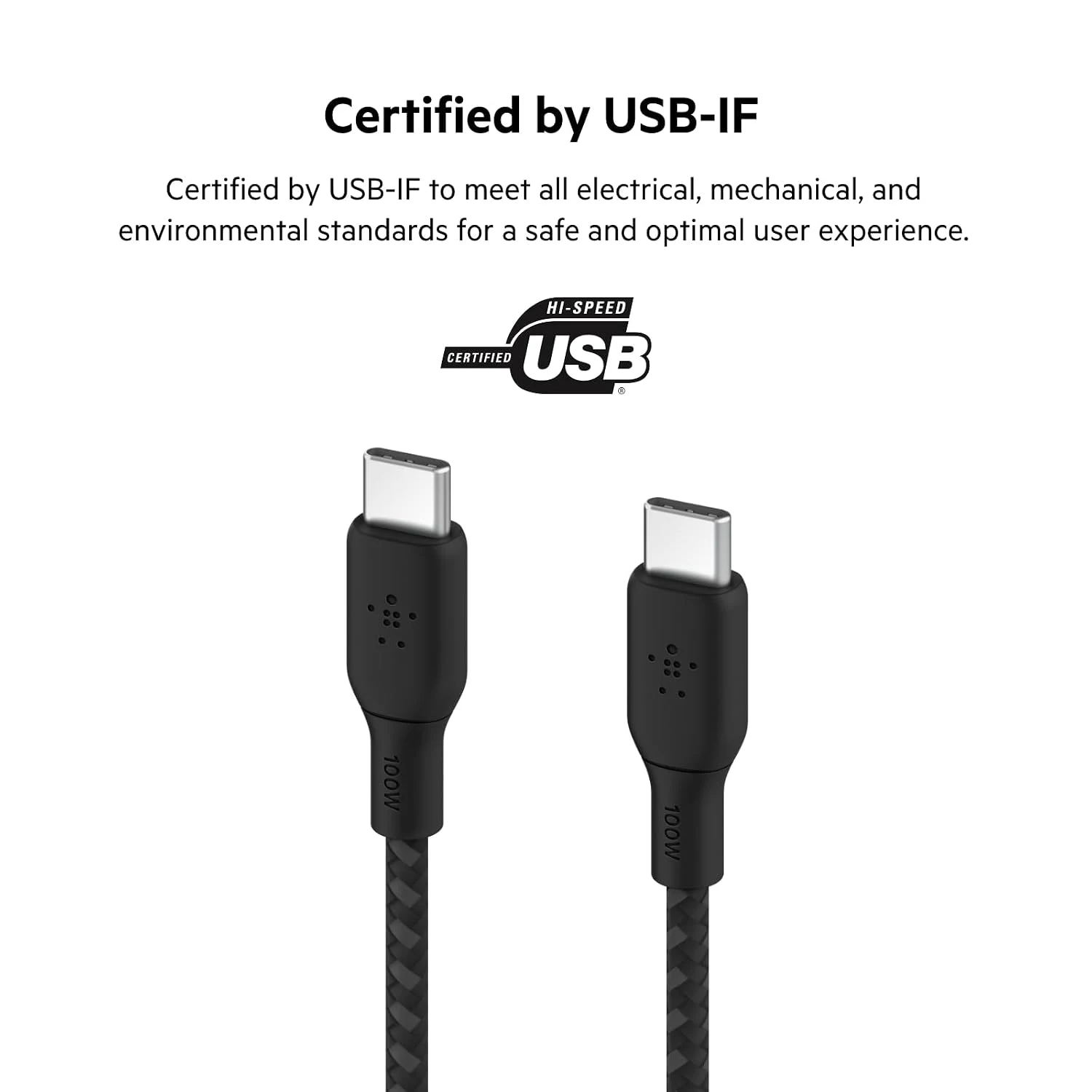بلكين بوست تشارج كابل USB-C إلى USB-C مضفر بقوة 100W وطول 2 متر
