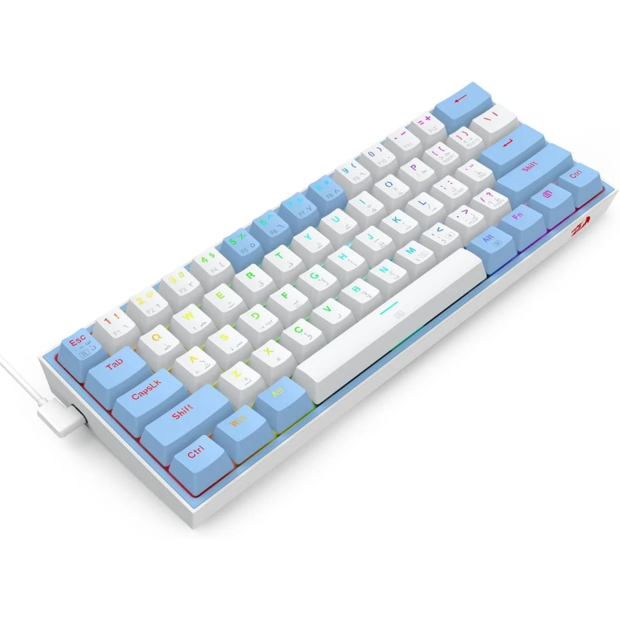 Redragon K617 Fizz Wired Mechanical RGB Gaming Keyboard - White/blue