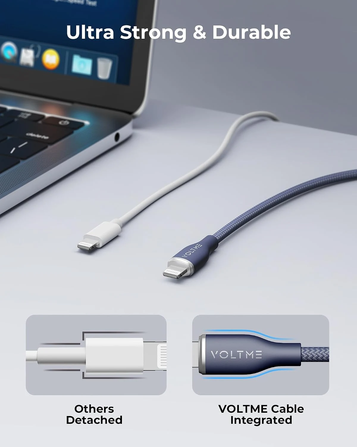 فولتمي باور لينك راج كابل USB-C إلى Lightning بطول 1.2 متر أزرق