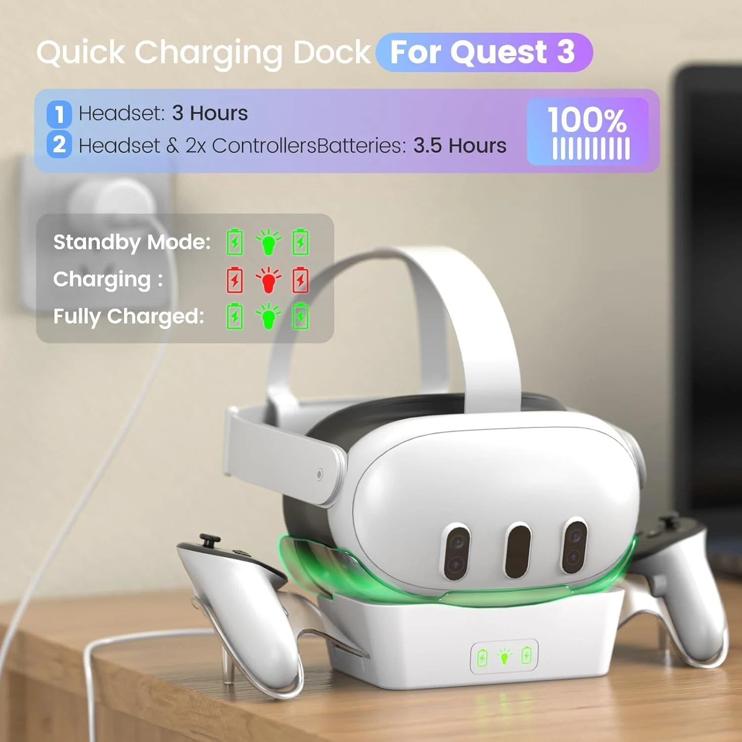 DOBE TY-3835 VR Charger Stand for Meta/Oculus Quest 3