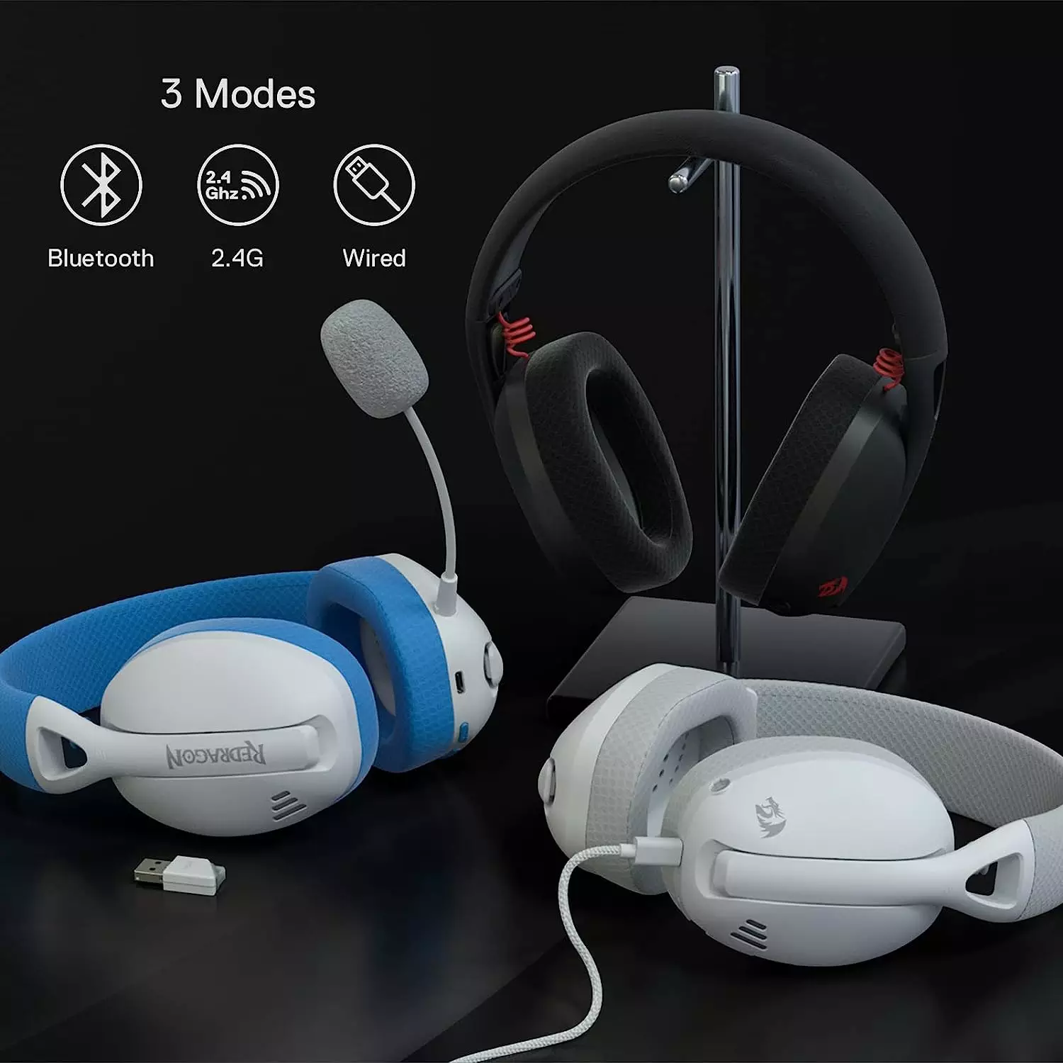 Redragon H848 IRE Pro Tri-Mode Wireless Gaming Headset - White/Gray