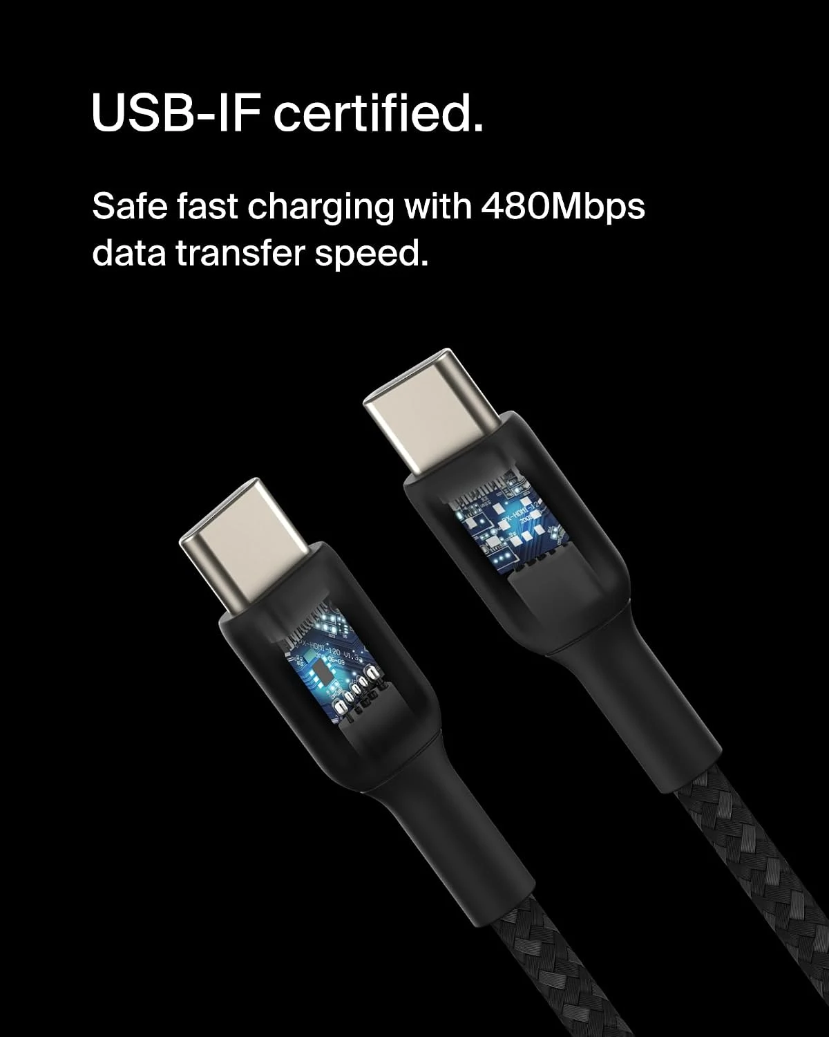 Belkin BoostCharge Braided USB-C to USB-C Cable 60W - 1m - Black