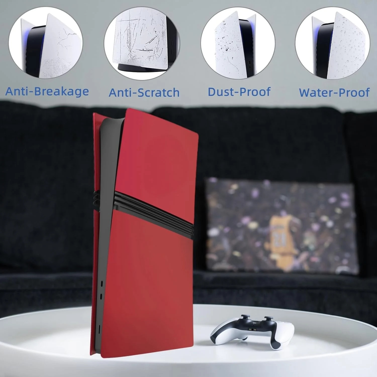 Red PS5 Pro Digital replacement plate lifestyle