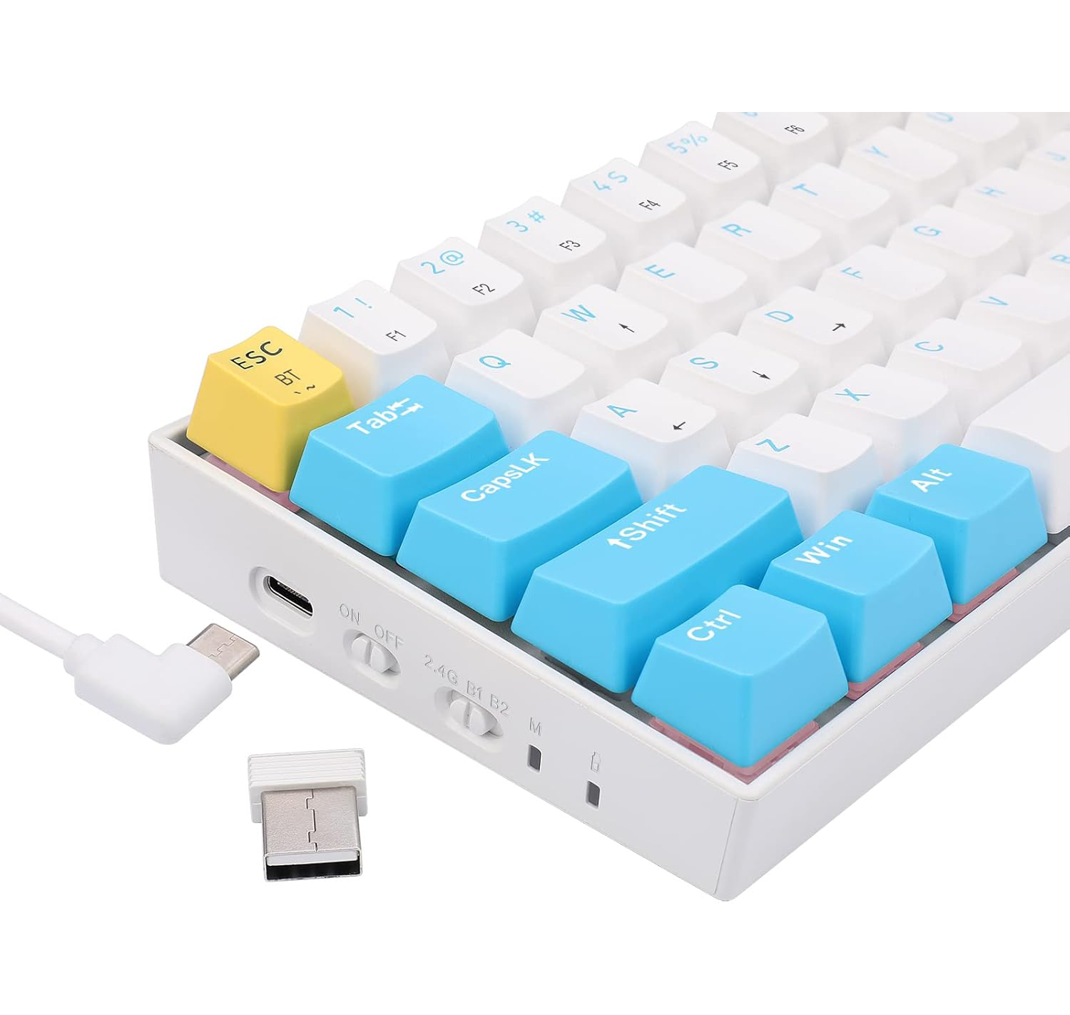 Redragon K530 Pro Draconic 60% Wireless Mechanical Gaming Keyboard White switch - White/Blue