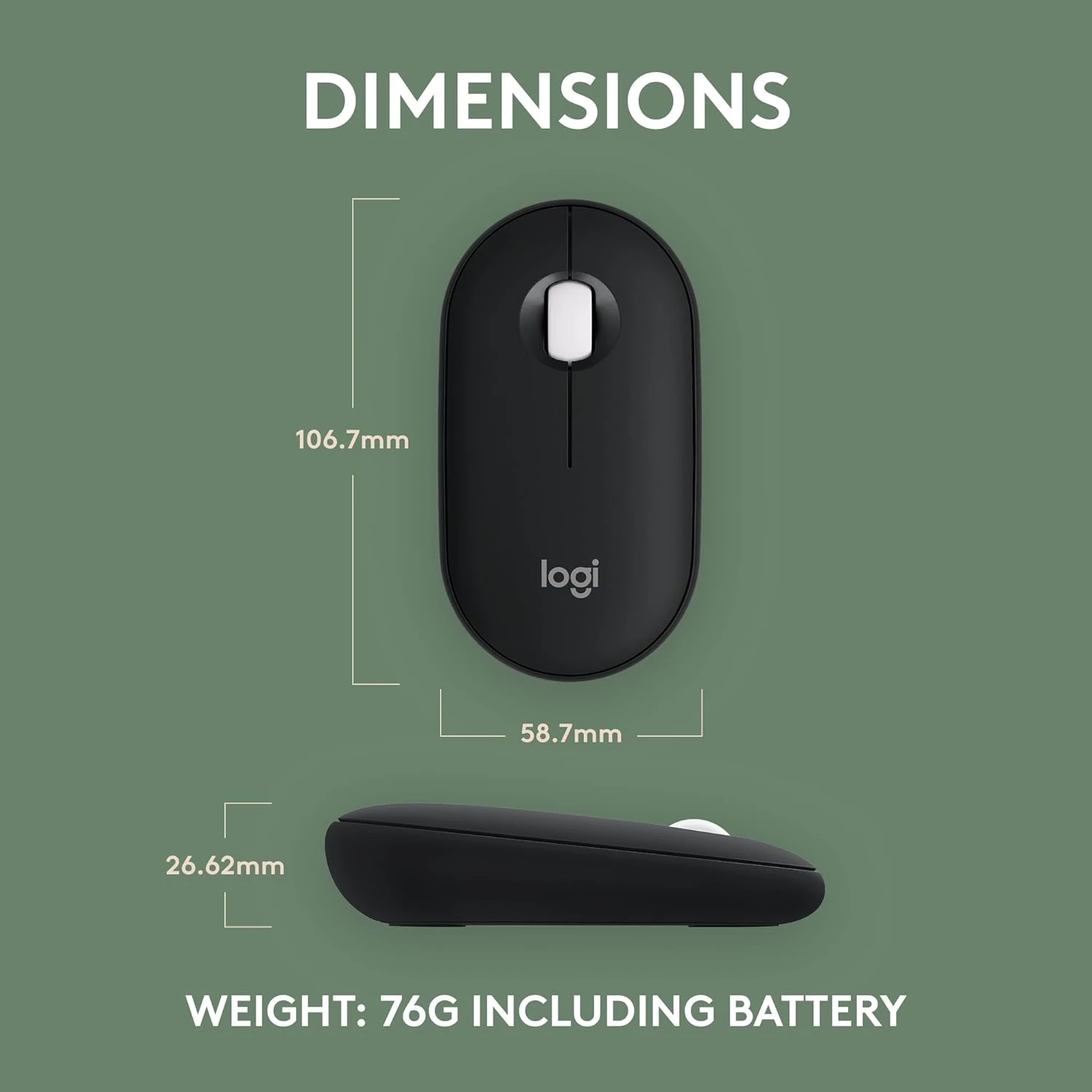 Logitech Pebble Mouse 2 M350s Slim Wireless Mouse - Tonal Graphite