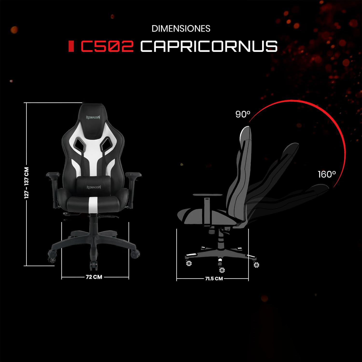 Redragon C502 Capricornus Gaming Chair - Black White