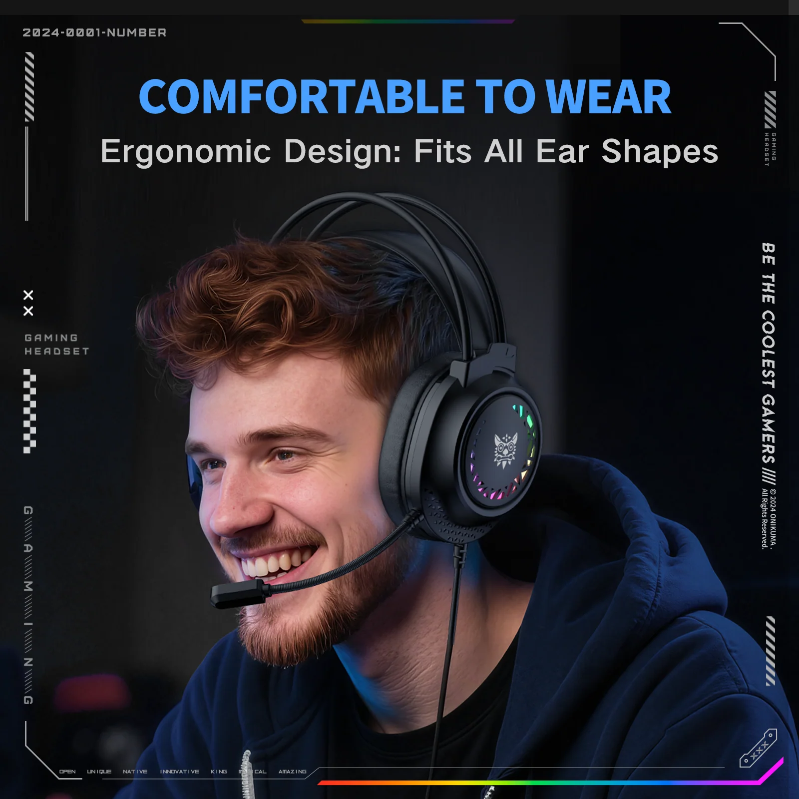 ONIKUMA X92 RGB Wired Gaming Headset - Black