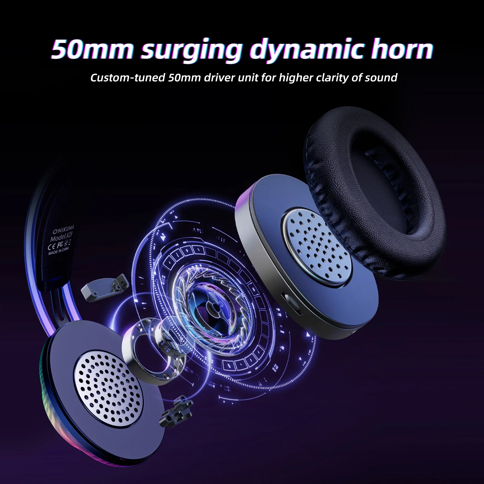 ONIKUMA X29 RGB Wired Gaming Headset - Black