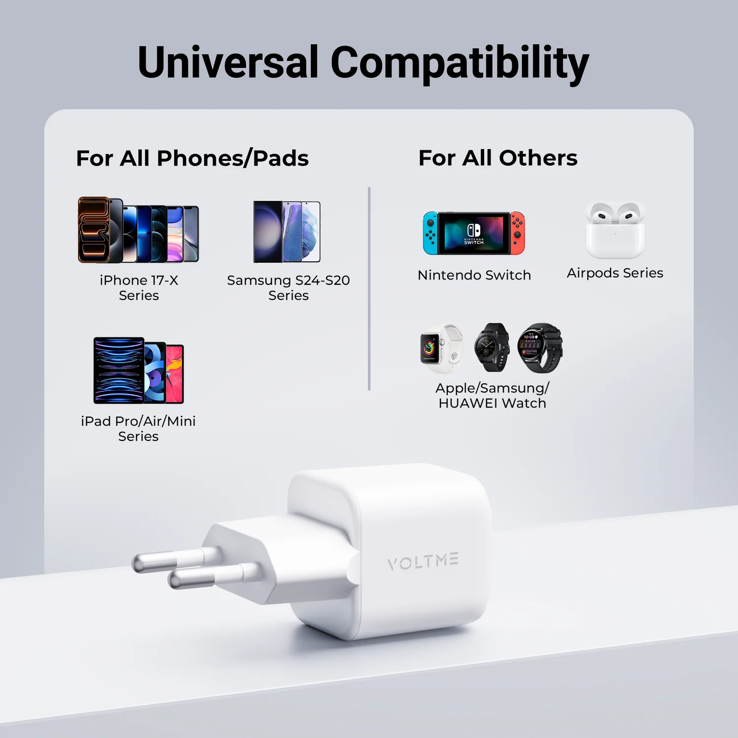 فولتمي ريفو 30W لايت C شاحن جداري GaN أبيض