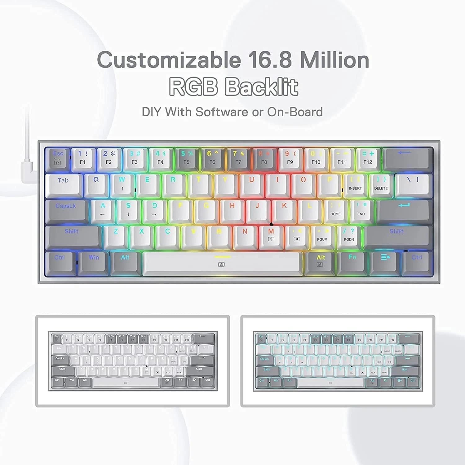 Redragon K617 Fizz 60% Wired RGB Gaming Keyboard - White in Red