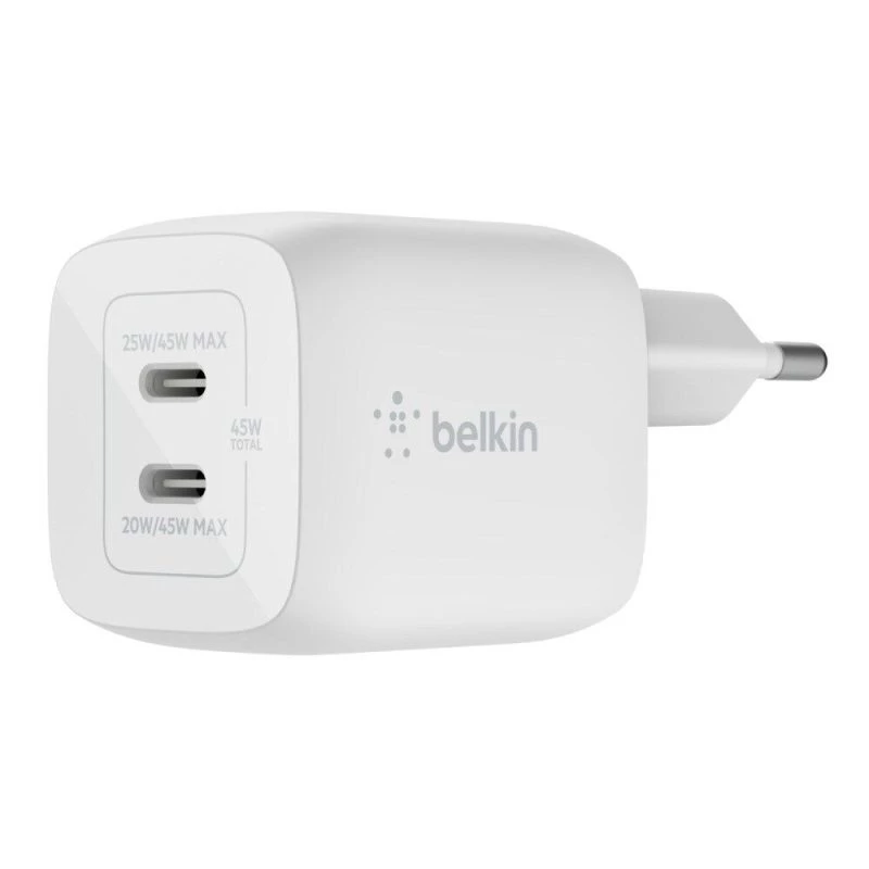 Belkin BoostCharge Pro PPS 45W Dual USB-C GaN Wall Charger White