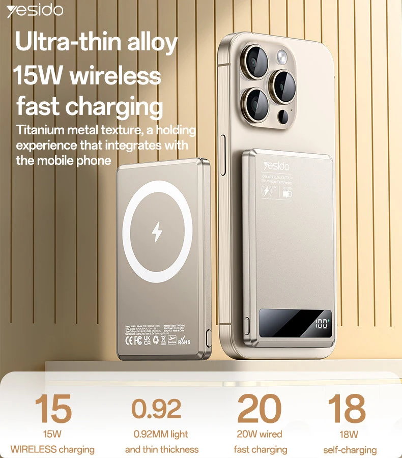 Yesido YP66 Ultra Slim 5000mAh 15W Magnetic Power Bank