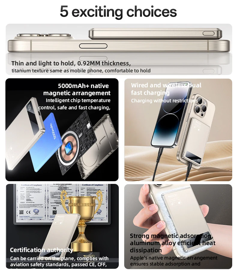 Yesido YP66 Ultra Slim 5000mAh 15W Magnetic Power Bank