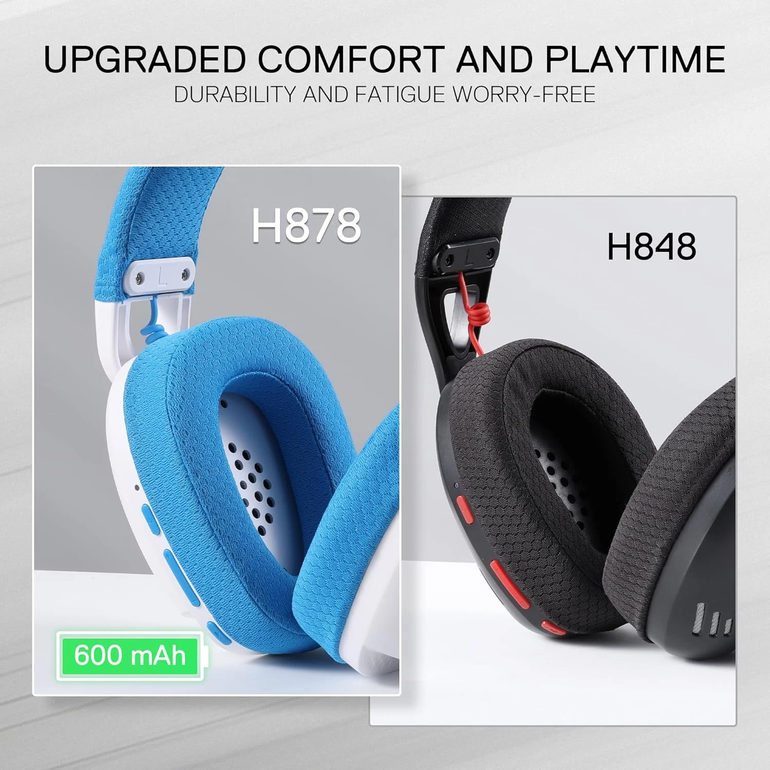 Redragon H878 SKULD Pro Wireless Gaming Headset - White & Blue