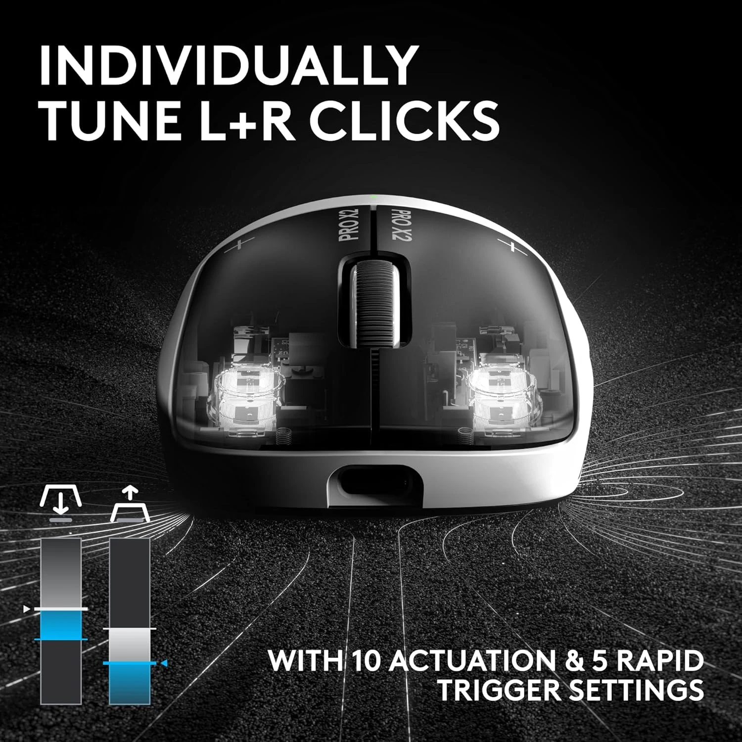 Logitech G PRO X2 SUPERSTRIKE LIGHTSPEED Wireless Gaming Mouse - Lunar Eclipse