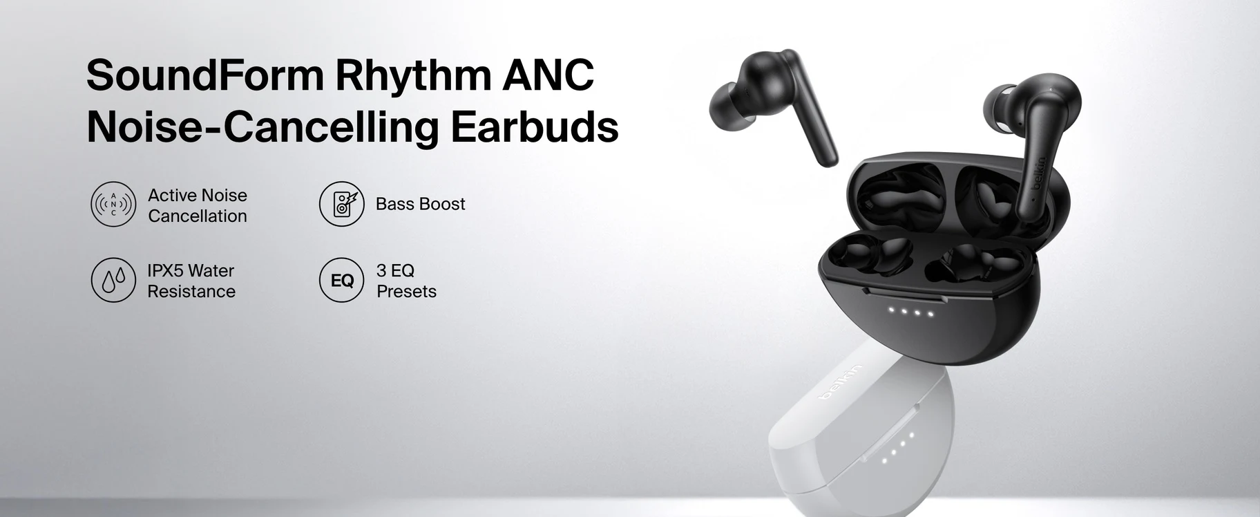 Belkin SoundForm Rhythm ANC True Wireless Earbuds Black