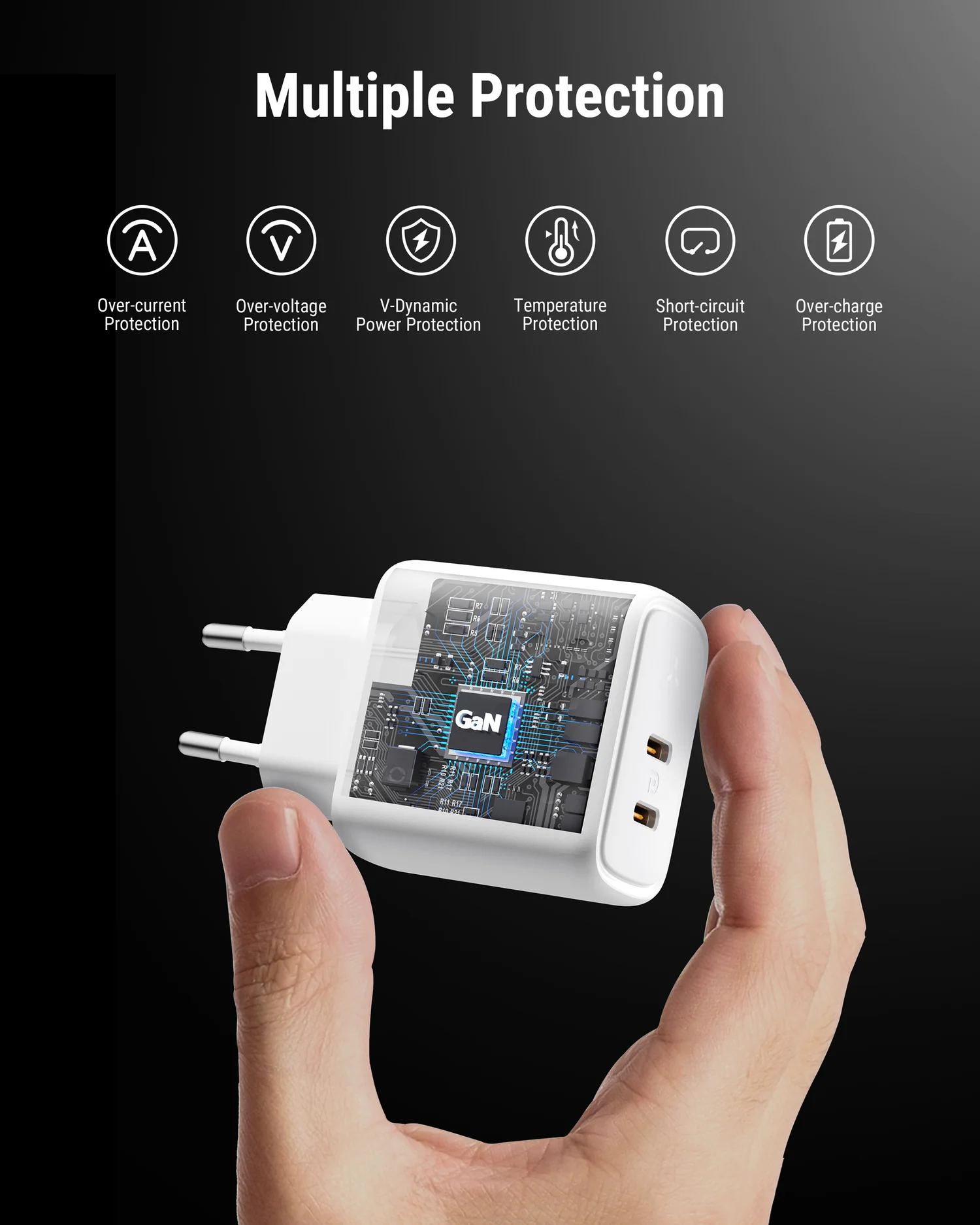 فولتمي ريفو 45W Duo CC شاحن جداري GaN - أبيض