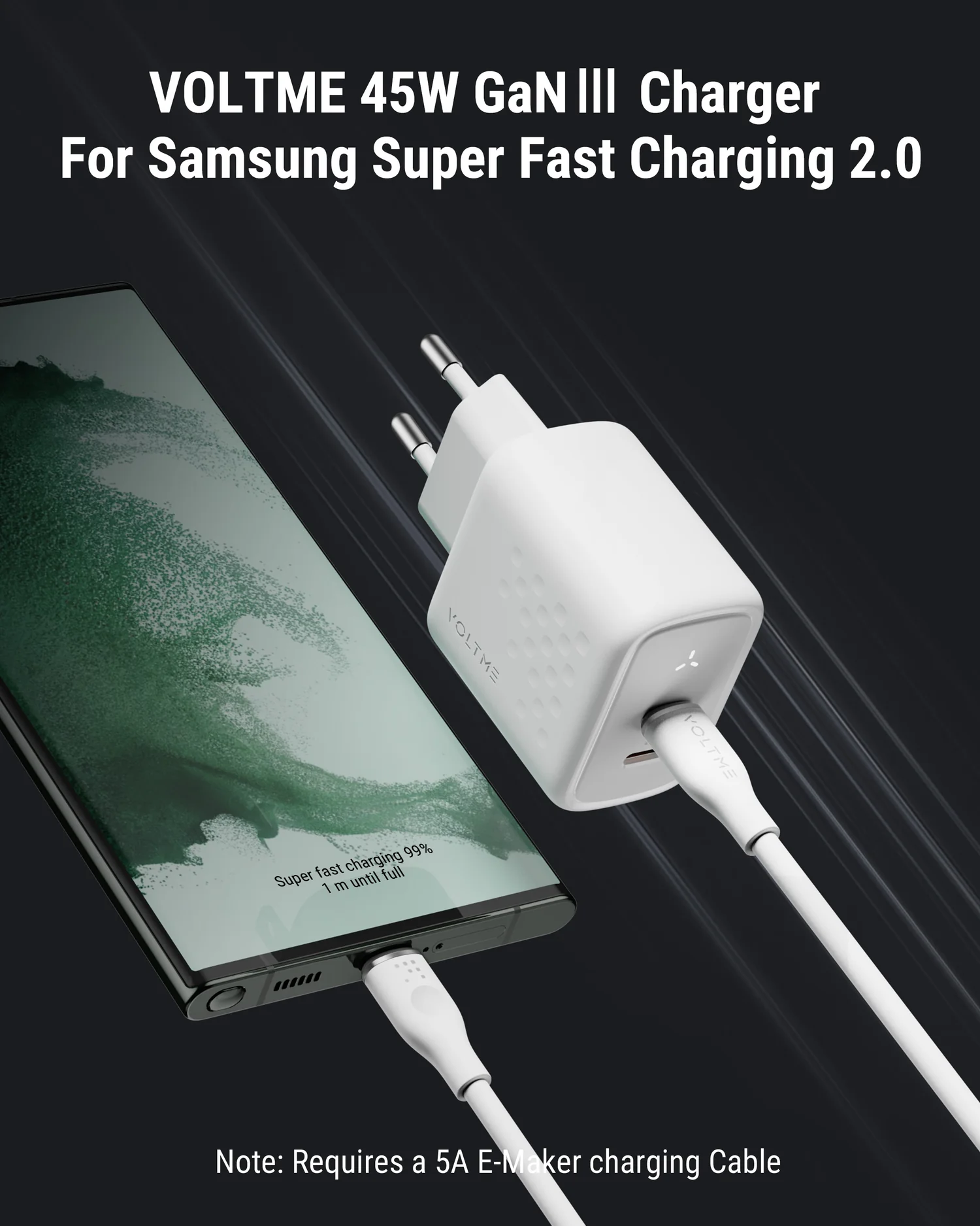 فولتمي ريفو 45W Duo CC شاحن جداري GaN - أبيض