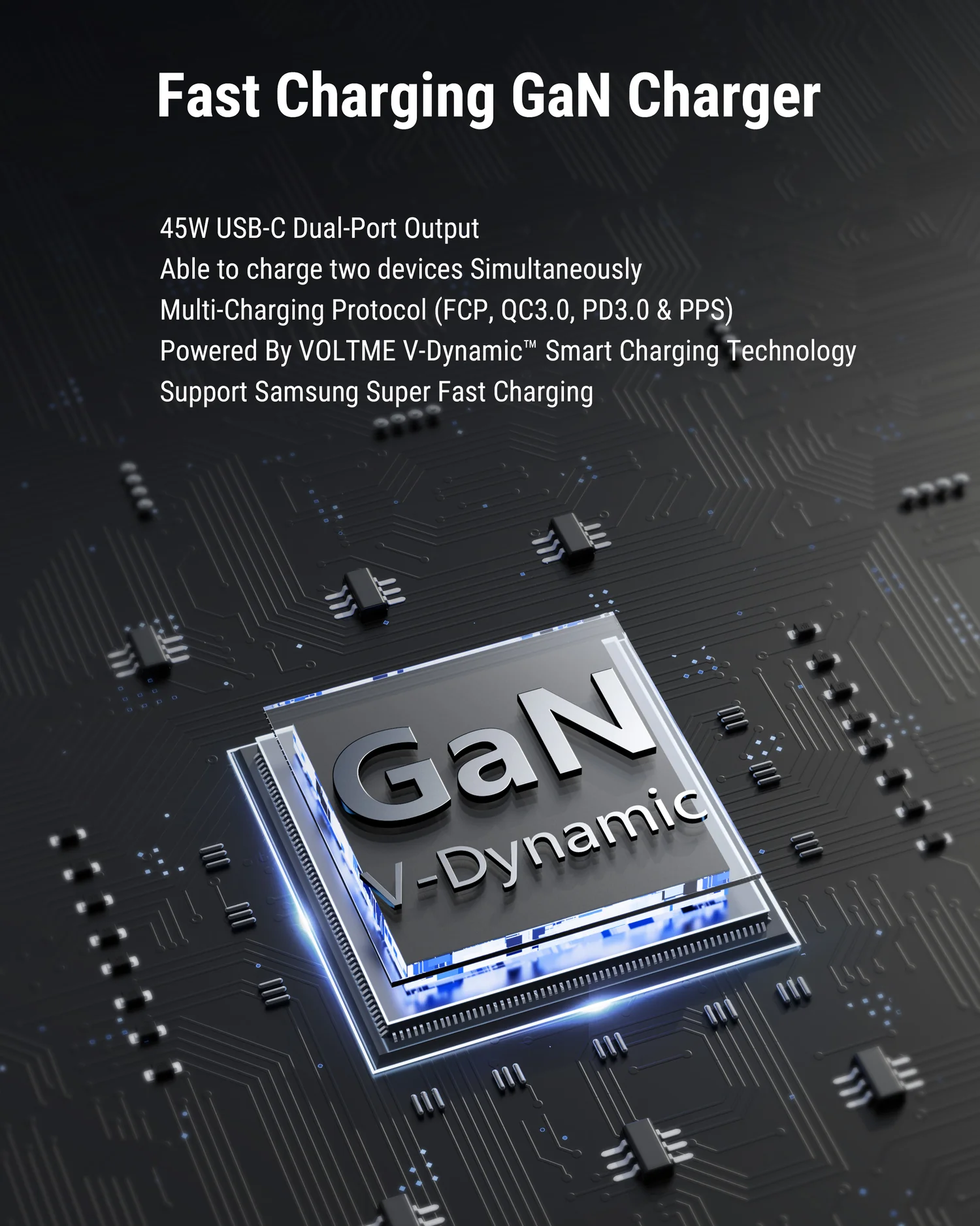 فولتمي ريفو 45W Duo CC شاحن جداري GaN - أبيض