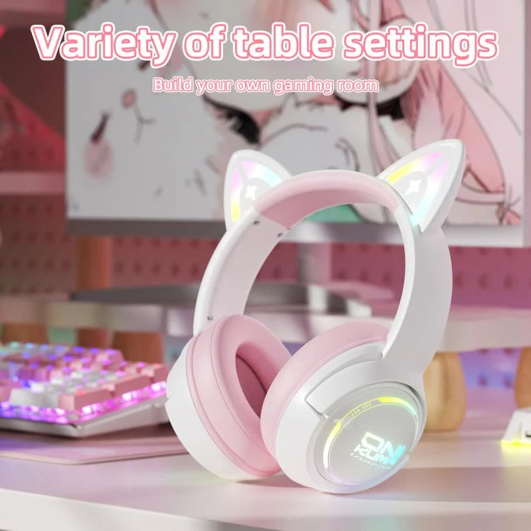 ONIKUMA GT838 Cat Ear RGB Wireless Gaming Headphone - Pink