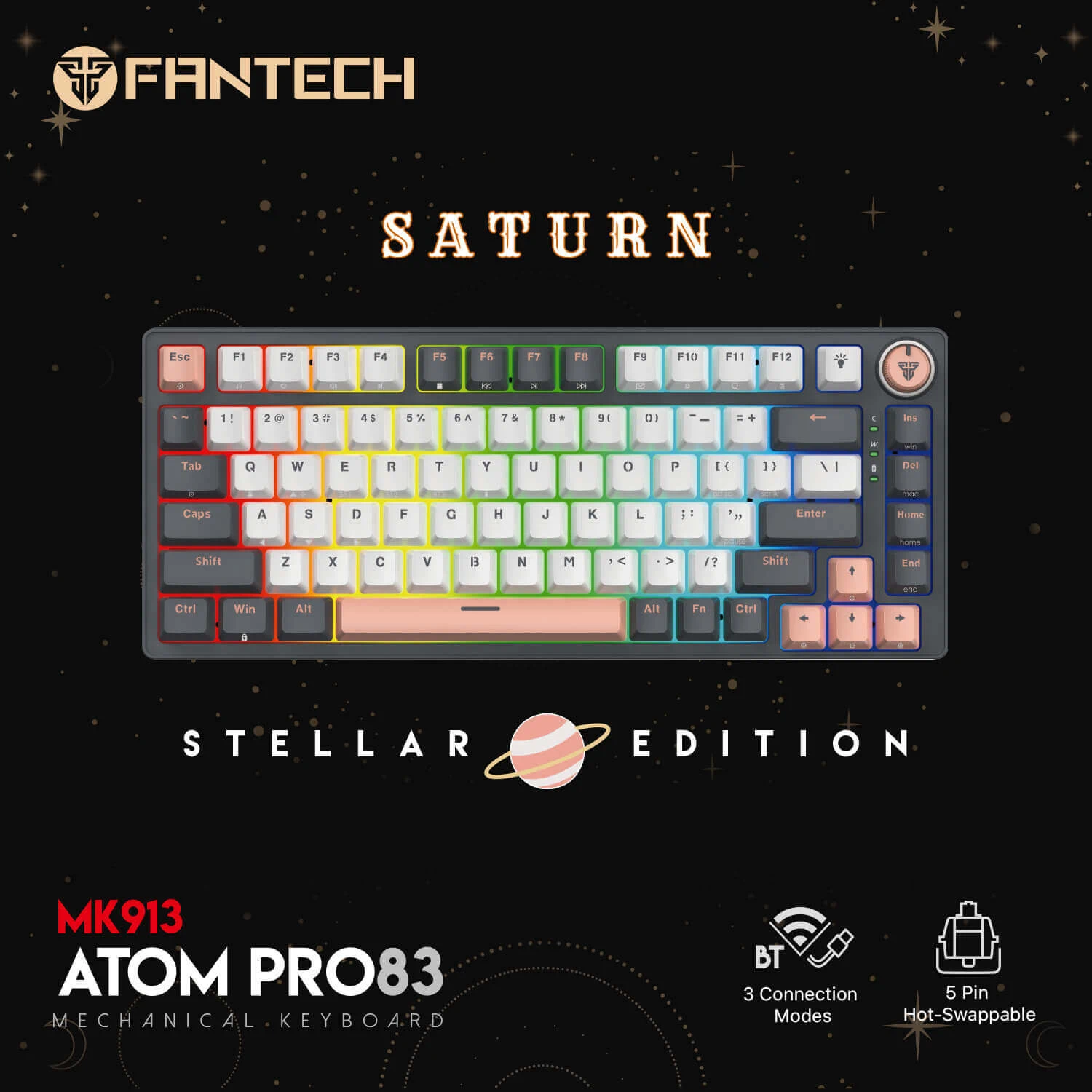 فانتك ATOM PRO83 MK913 ساترن – رمادي (سويتش أزرق)