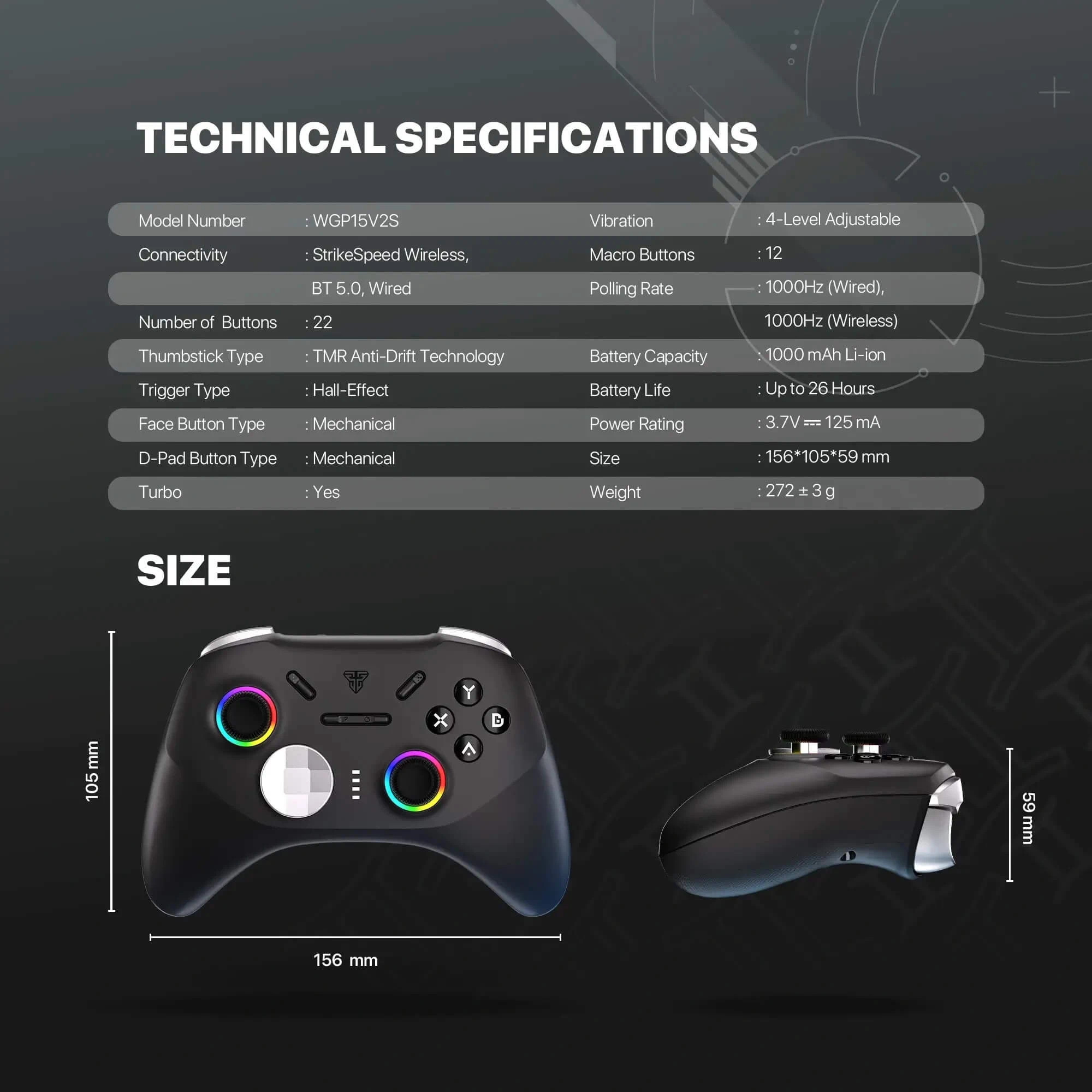 Fantech EOS Pro II S WGP15V2S Orion Black TMR Hall Effect Controller