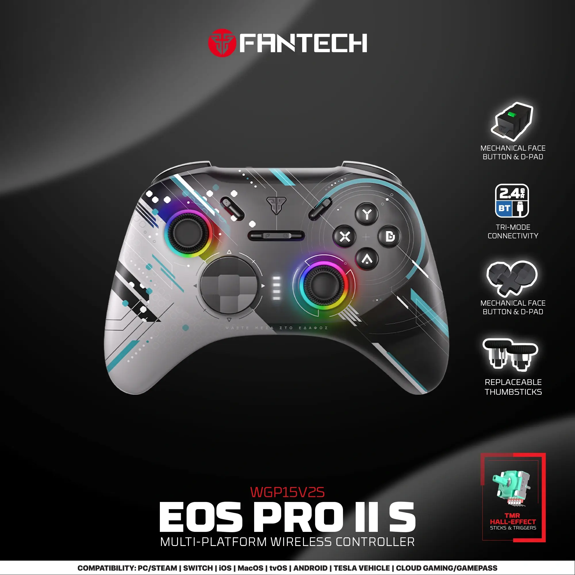 Fantech EOS Pro II S WGP15V2S Geminus Black Wireless Controller