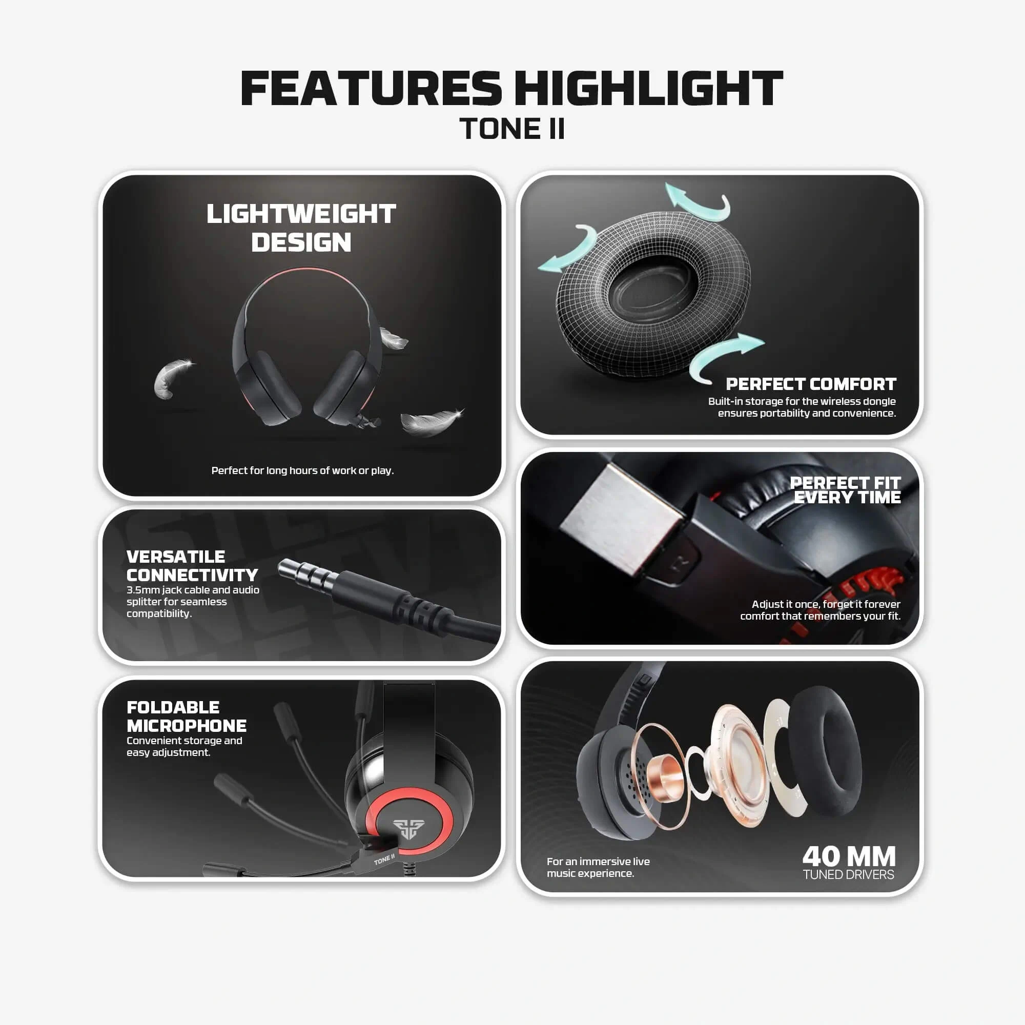 Fantech TONE 2 HQ56 Wired Gaming Headset 3.5MM - Black