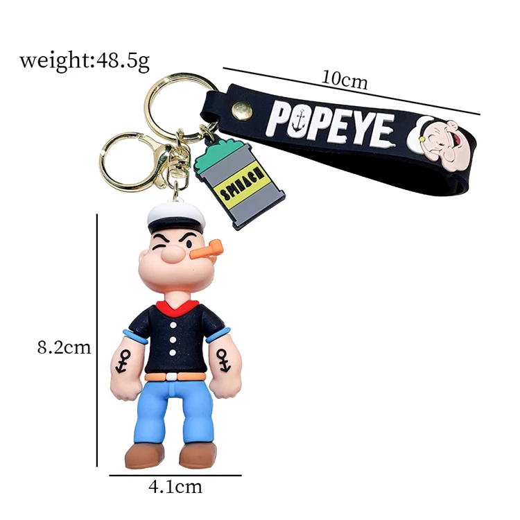 Popeye Winking & Spinach Can Keychain Medal