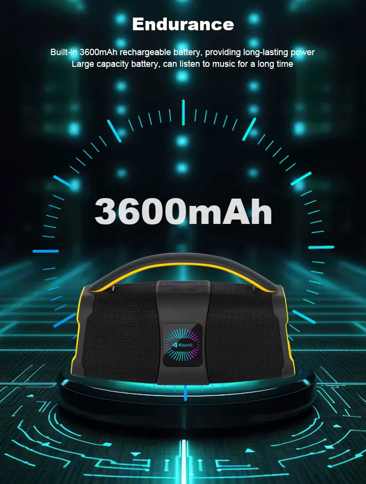 Kisonli K5 Stereo Deep Bass Bluetooth RGB Speaker - Black / Orange - Open Sealed