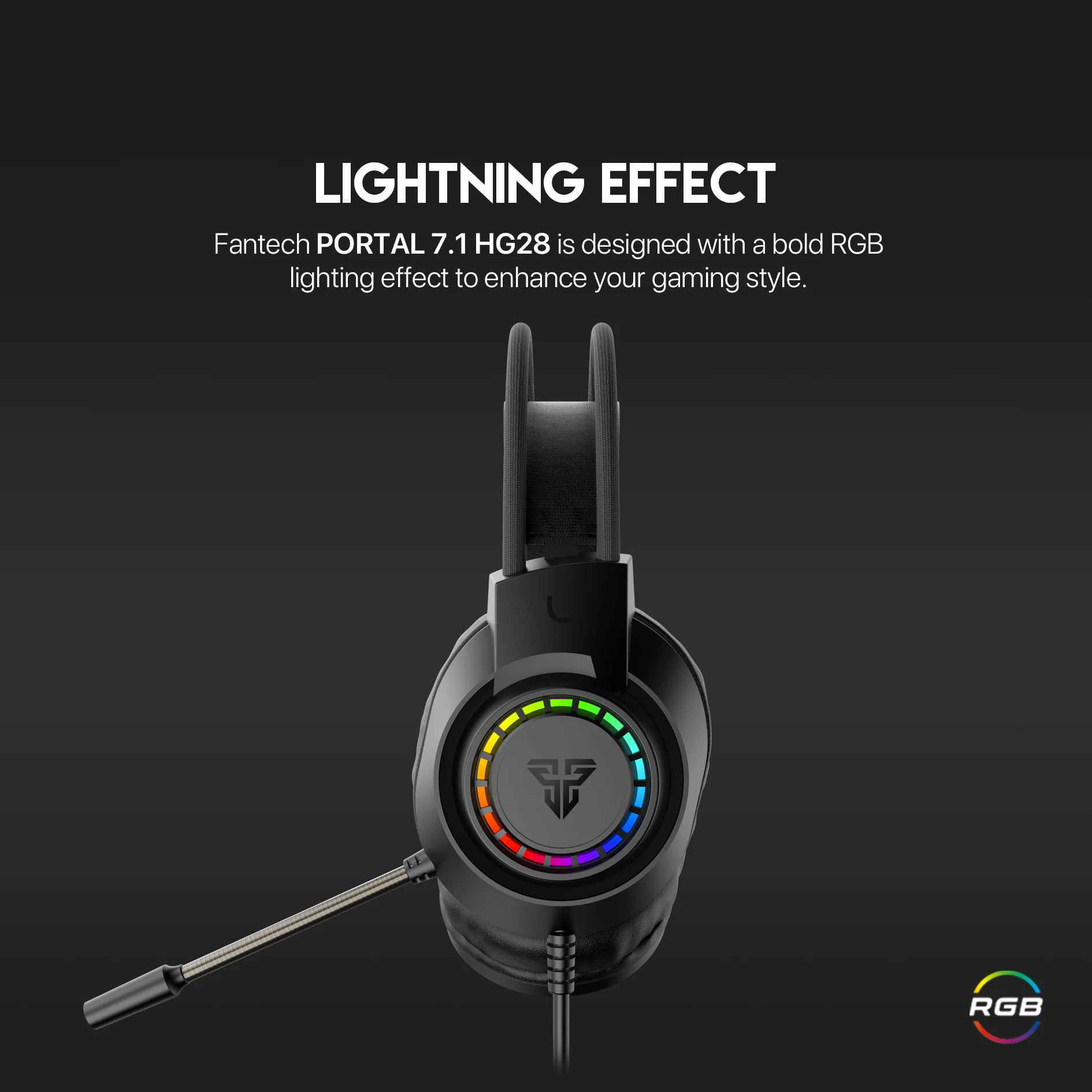 Fantech PORTAL HG28 7.1 Wired Gaming Headset USB - Black