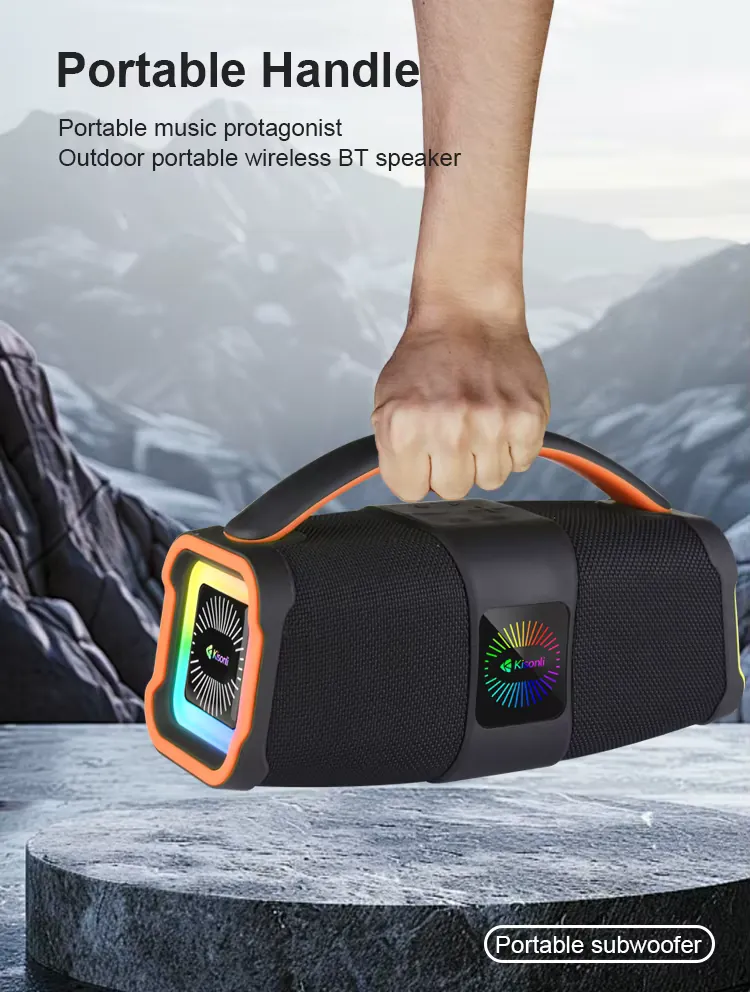 Kisonli K5 Stereo Deep Bass Bluetooth RGB Speaker - Black / Orange - Open Sealed