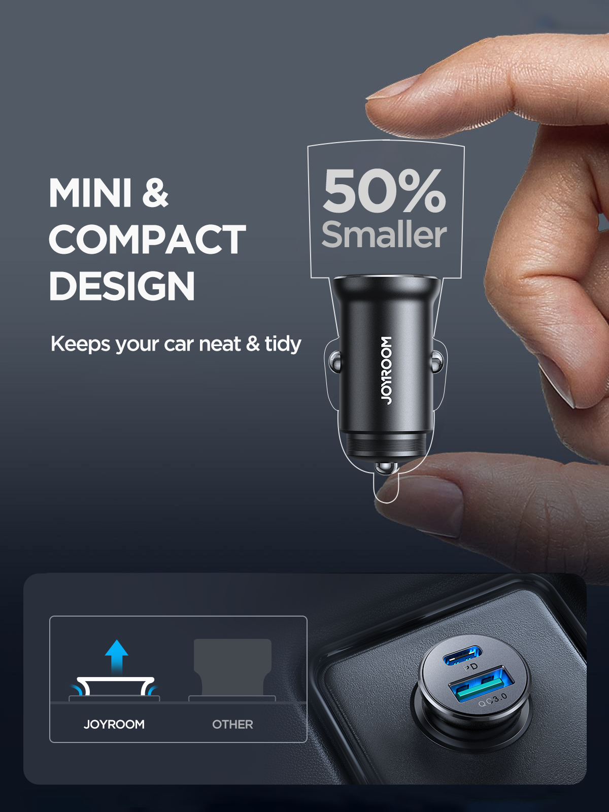JOYROOM JR-CCN05 A+C mini Metal Car Charger 30W - Black