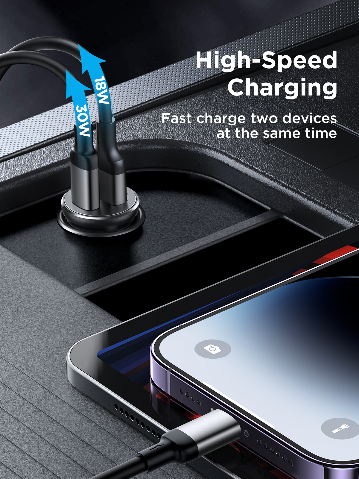JOYROOM JR-CCN05 A+C mini Metal Car Charger 30W - Black
