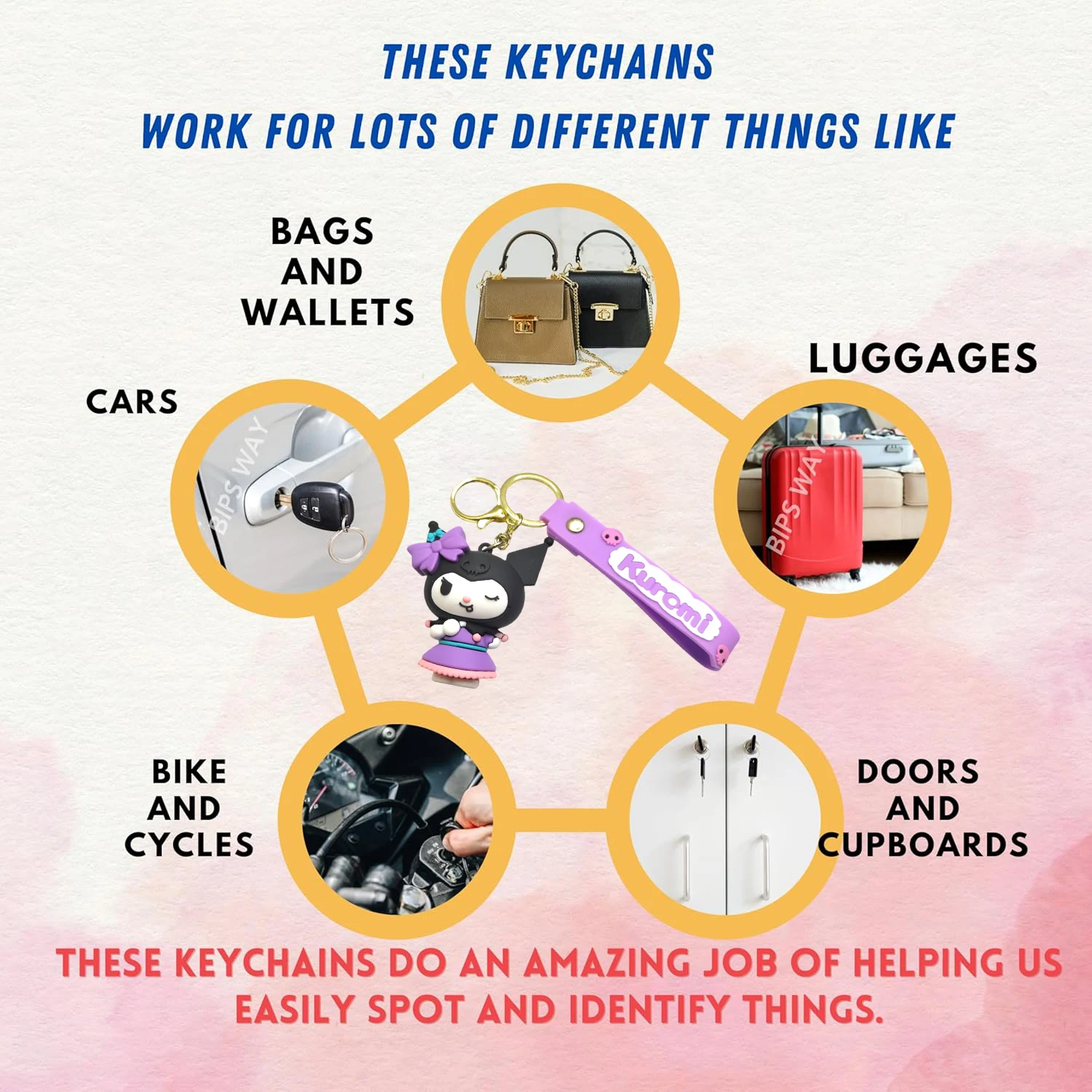 Kuromi Winking Bag Charm Keychain Medal