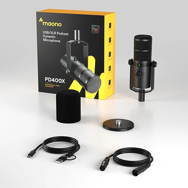 مايك ديناميك ماونو PD400X USB-C XLR أسود