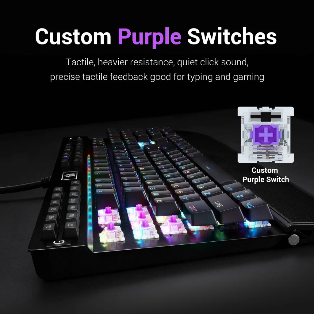 Redragon K550-1 Yama RGB Wired Gaming Keyboard Purple Switch - Black