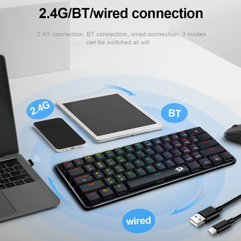 Redragon K615P-KBS Elise Pro Low Profile Mechanical Tri-Mode Wireless RGB Gaming Keyboard