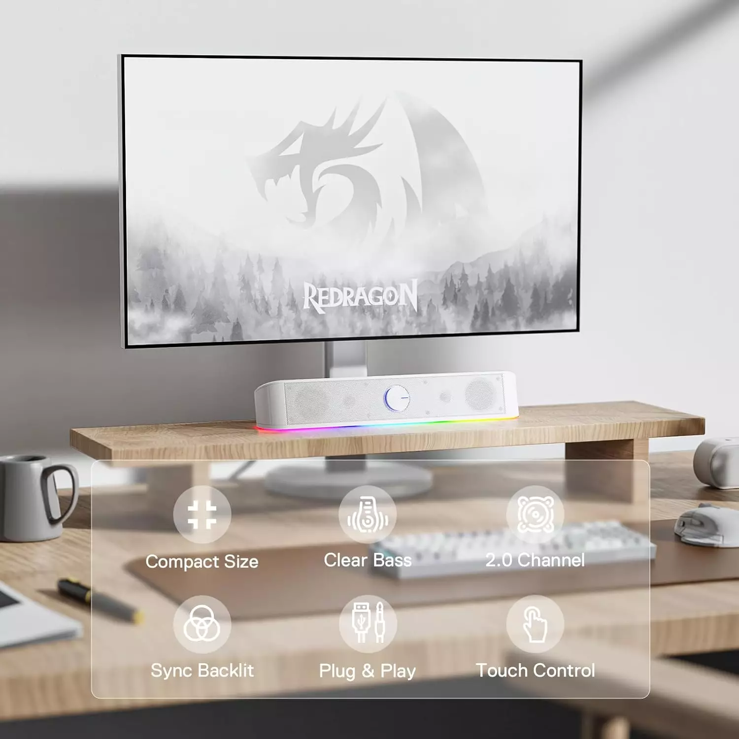Redragon GS560 ADIEMUS RGB PC Soundbar White